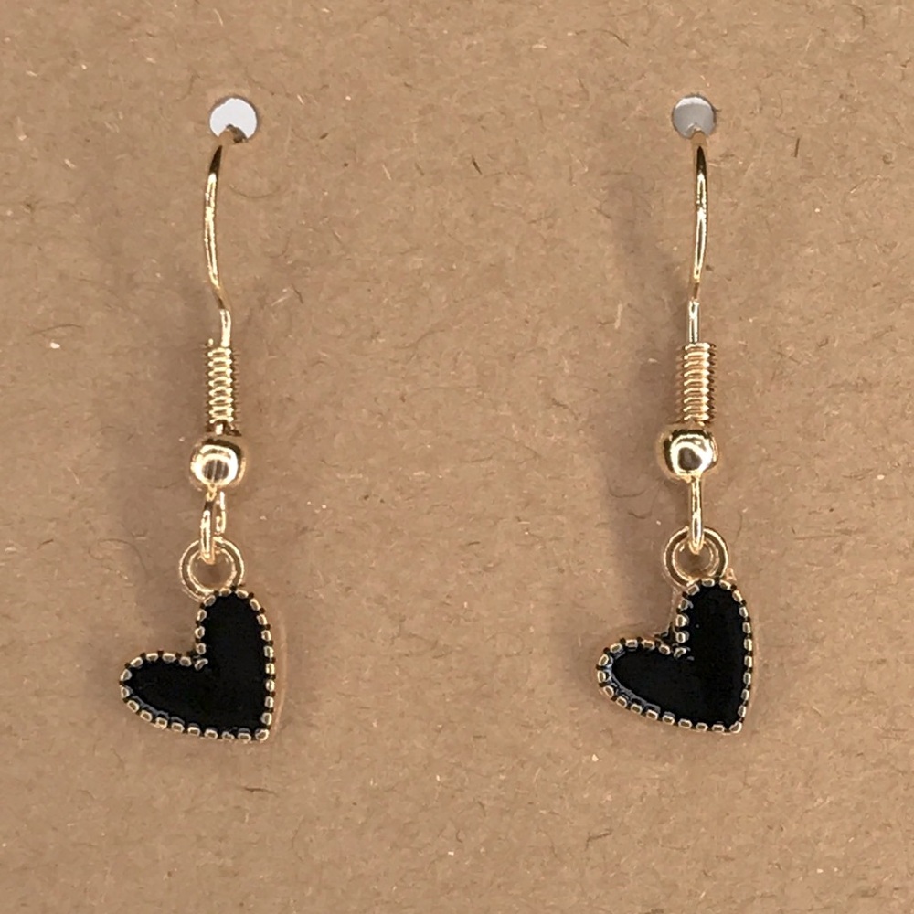 18k Gold Platted Petite Heart Dangle Earrings Fashion Jewelry